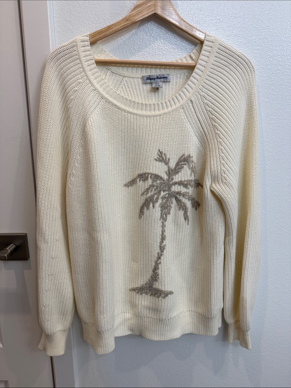 Tommy Bahama Cream Palm Tree Crewneck Sweater